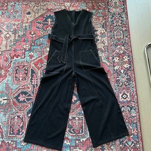 Caara Black Contrast Stitch Jumpsuit